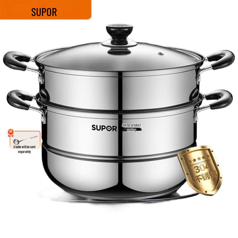 SUPOR 304 Нержавеющая сталь 28 см Двухъярусная пароварка