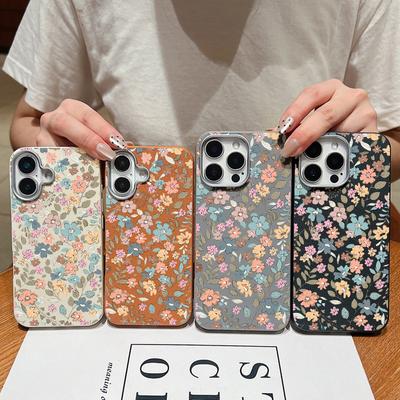 Kožené pouzdro s potiskem čerstvých květin pro iPhone 16 Pro Max 15 Plus 14 Pro 13 12 11 Matný tenký nárazuvzdorný TPU měkký nárazník