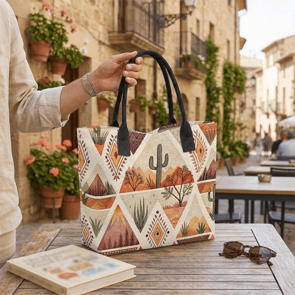 Boho Desert Cactus Canvas Tote Bag