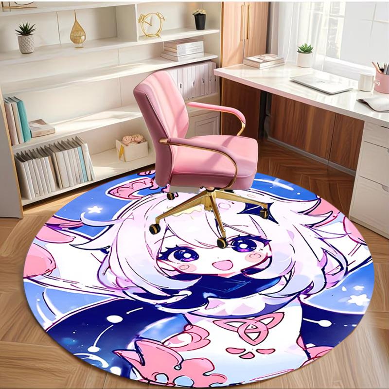Genshin Impact Print Round Rug, Washable Floor Carpet, For Entryway Dorm Laundry Room Office Study, Home Decor Birthday Christmas Gift
