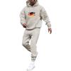 Men's Solid Color Flag Print Hooded Universal Versatile Hooded Sweatshirt Sweatpants Casual Sports Suit