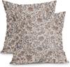 Vintage Flower Pillow Case 20x 20 Inch 2 Piece Set Brown Neutral Style Traditional Square Cushion Cover