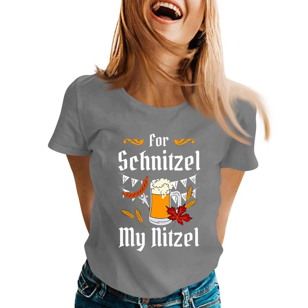 Oktoberfest Letter Print T-Shirt for Men Women, Casual Short Sleeve Tee