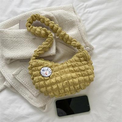 Pleated Cloud Underarm Bag Solid Shoulder Bag Commuter Pleated Bag Shopping Bag Girl Heart Backpack