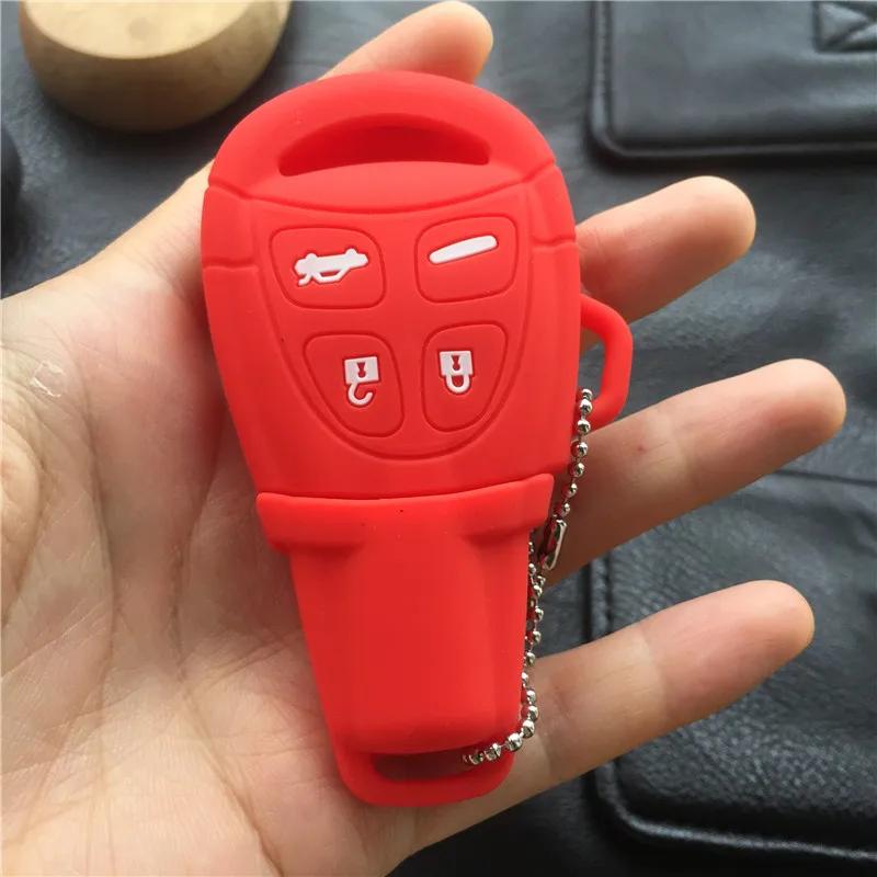 

New 4 Buttons silicone rubber car key case shell cover For SAAB 9-3 9-5 93 95 Blank Remote Car Key Shell Fob Case Cover красный