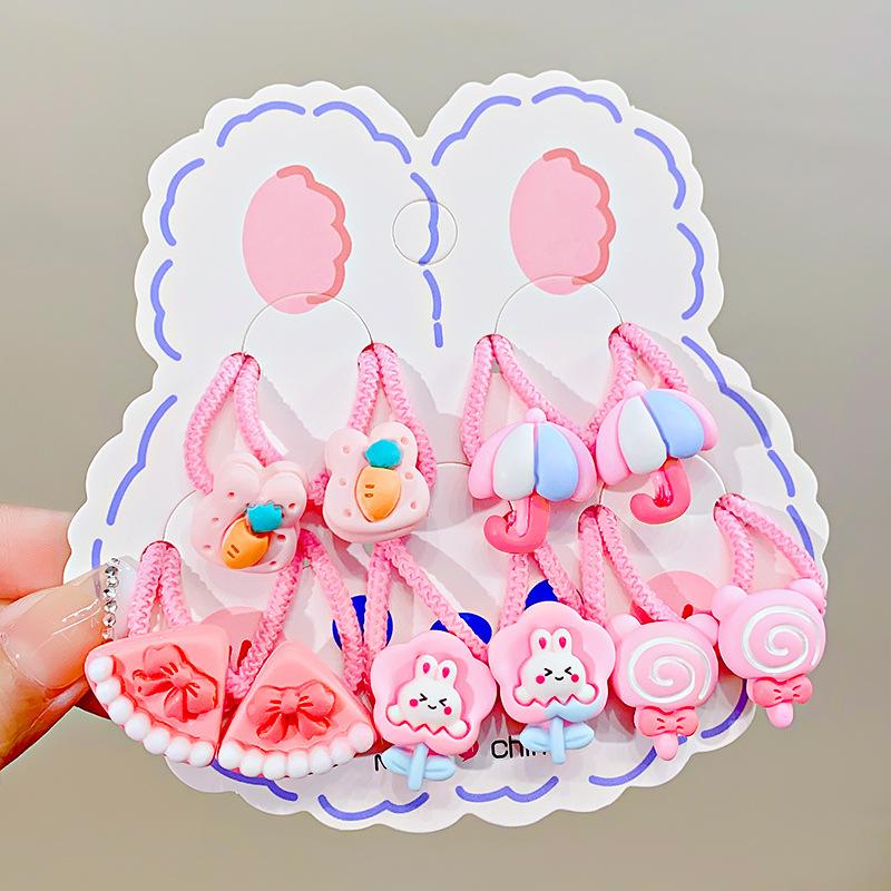 10pcs Cute Bow Elastic Hair Band Cartoon Girls Hair Rope Cute Ponytail Holder Hair Ties Rubber Band Children Hair Gum Scrunchies