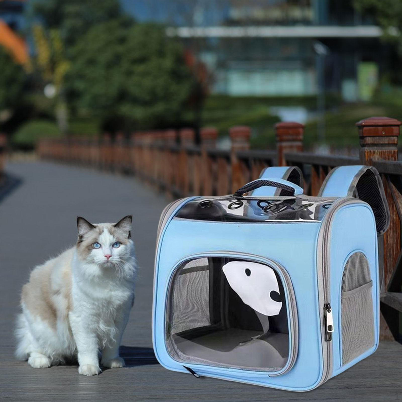 

Рюкзак для кошек и маленьких собак с регулируемыми ремнями, идеальный вариант для приключений на свежем воздухе синий