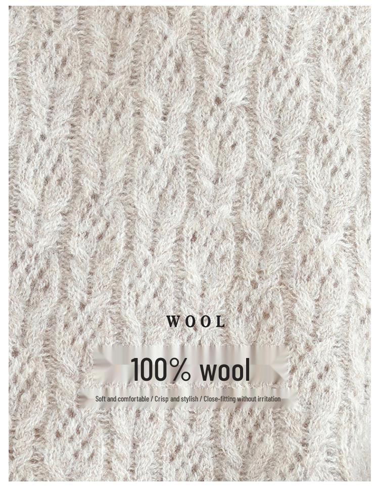 Women's Cashmere Loose Knit Sweater V2023 - Hollow-Out Pullover with Pure Wool Collar