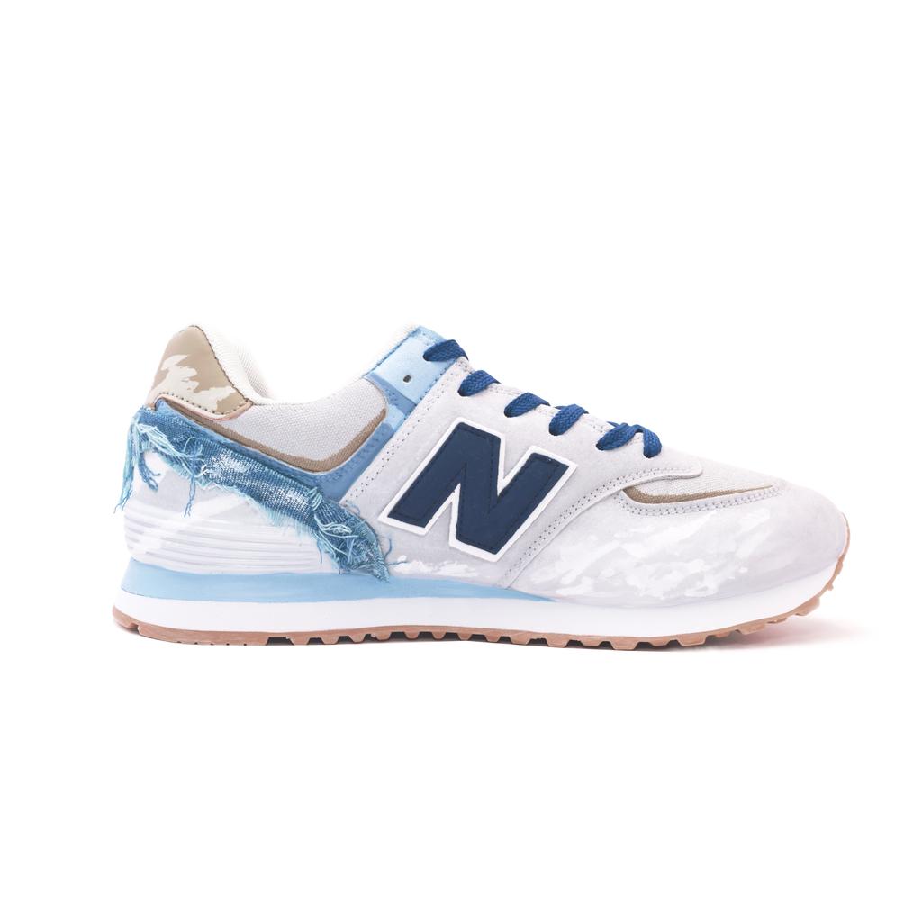New Balance NB 574 Cushioning Abrasion Resistant Support Low top Running Shoes Unisex Blue ML574LGI(Team1420-)