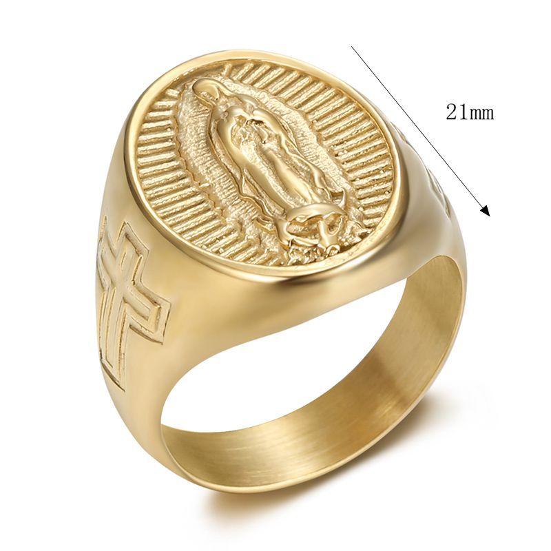 1pc Vinatge Virgin Mary Ring for Women Men with Rhinestone Personality Religious Our Lady of Guadalupe Party Jewelry Gift
