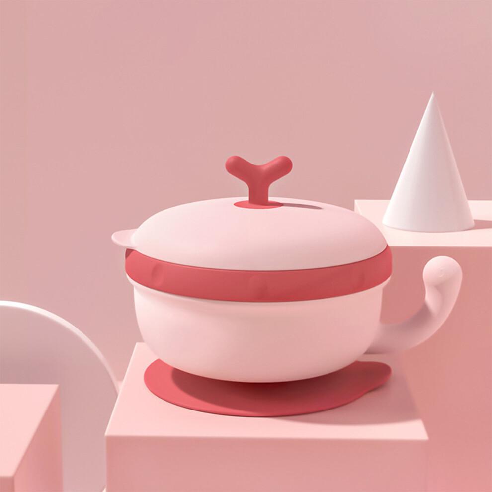 1 pièce Bol Rose en Acier Inoxydable à Conservation de Chaleur avec Ventouse