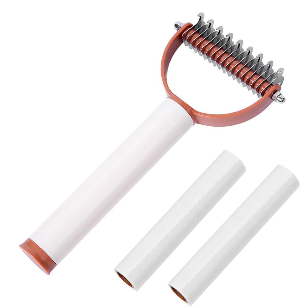 2-in-1 Pet Grooming Comb Highly Efficient Deshedding Grooming Tool Pet Accessories Brown Set