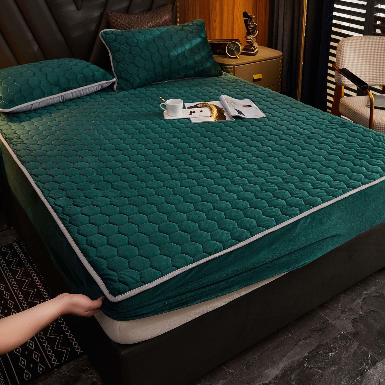 

Плюшевий товстий стьобаний чохол для матраца Теплий м’який кришталевий оксамит, стьобане ліжко King Queen, простирадло без наволочки 120x200cm with pillowcase