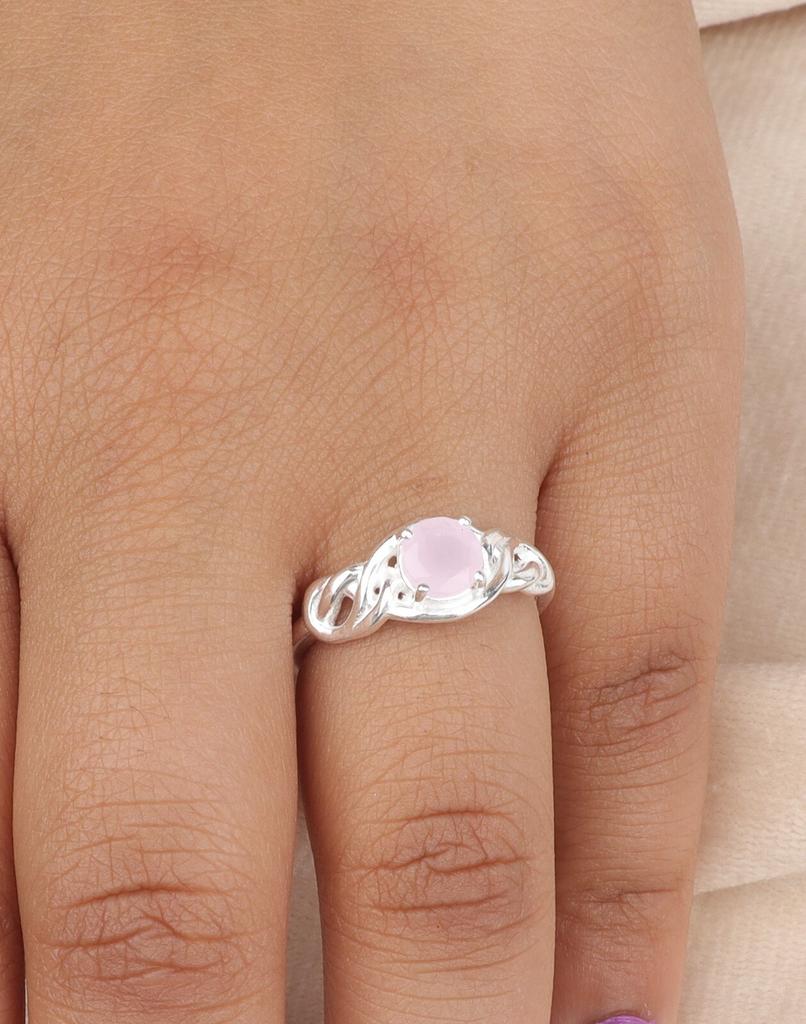 Rose Chalcedony Gemstone 925 Sterling Silver Jewelry Beautiful Ring For Gift CZR-6-14