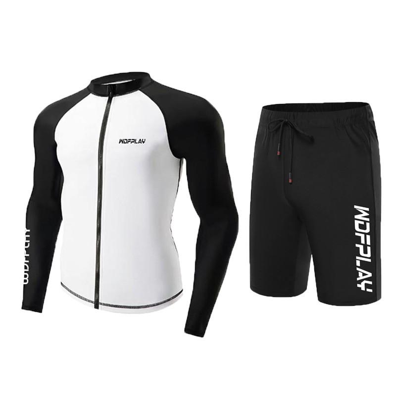 Mens Rash Guard Set UV Protection Long Sleeve Swimwear Surfing Snorkeling Diving Outdoor Water Sports