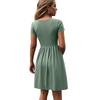 Women's Summer Casual Short Sleeve Dress U Neck A Line Pleated Swing Dresses Basic Short Dress With Pockets