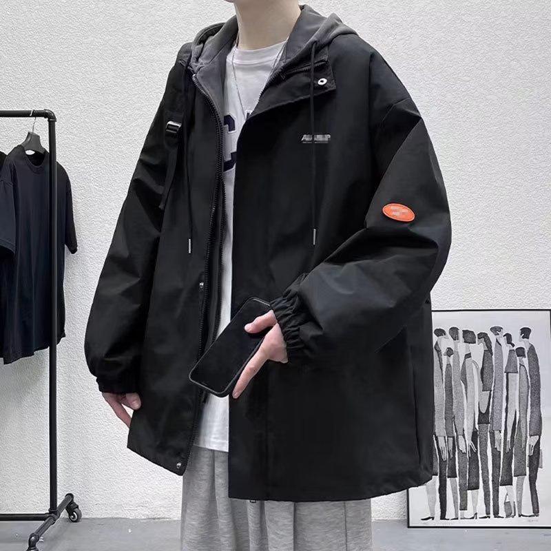 High Street Trend Men's Hooded Jacket: Junior High, Loose Fit, Versatile Spring/Autumn, Hong Kong Style, Casual & Handsome.
