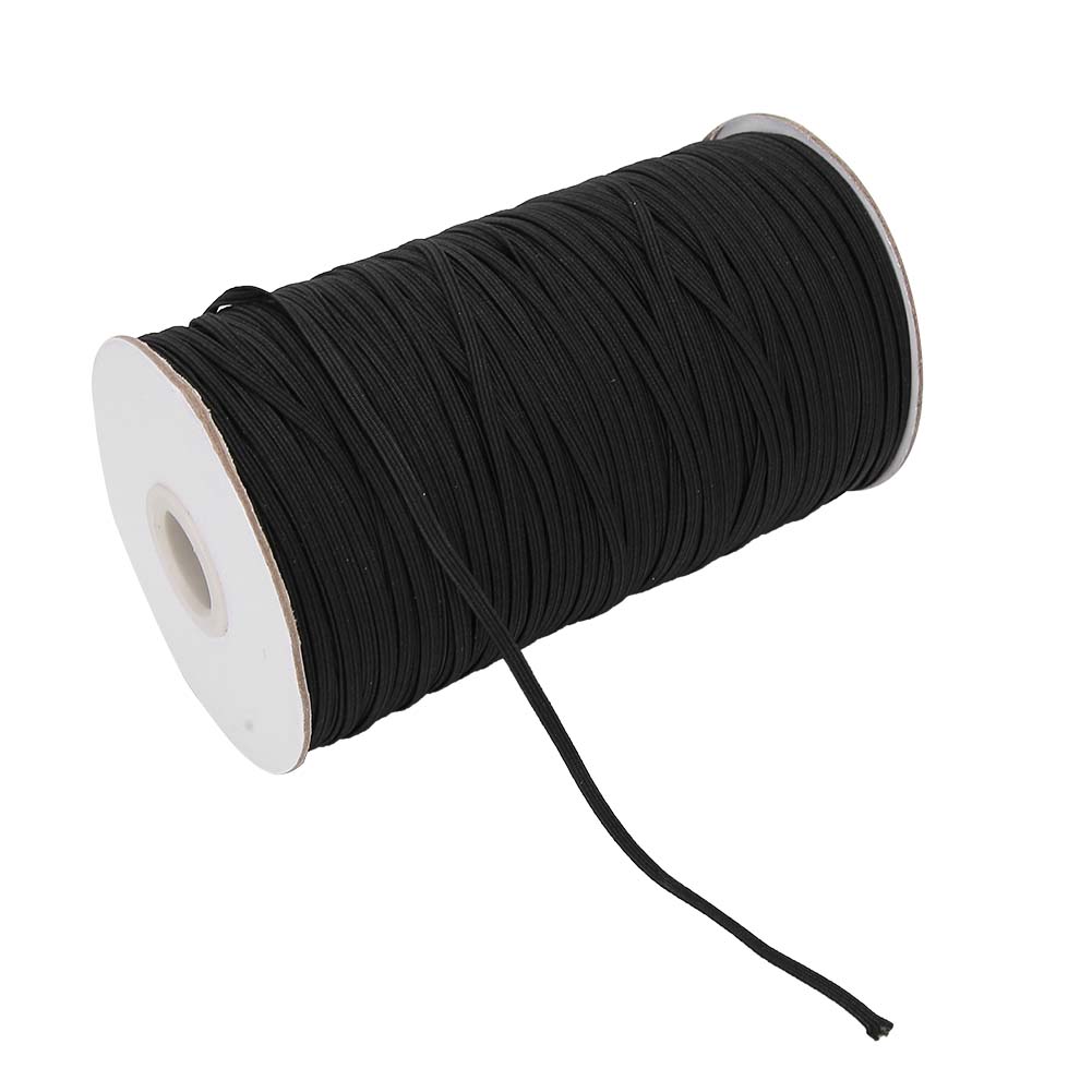 200 Yards Roll Face Shield Clothes Flat Rubber Band Cord Cuff Elastic Band RopeBlack
