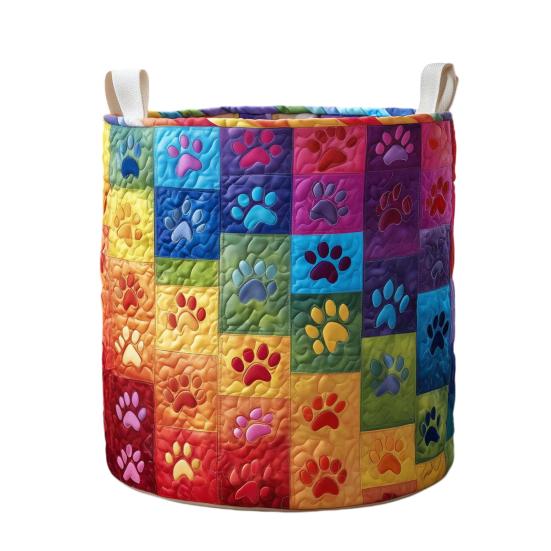 Quilted Laundry Basket Fabric Floral Storage Basket with Handles Boho Clothes Basket for Laundry Nursery Bedroom Garments Kids Toys