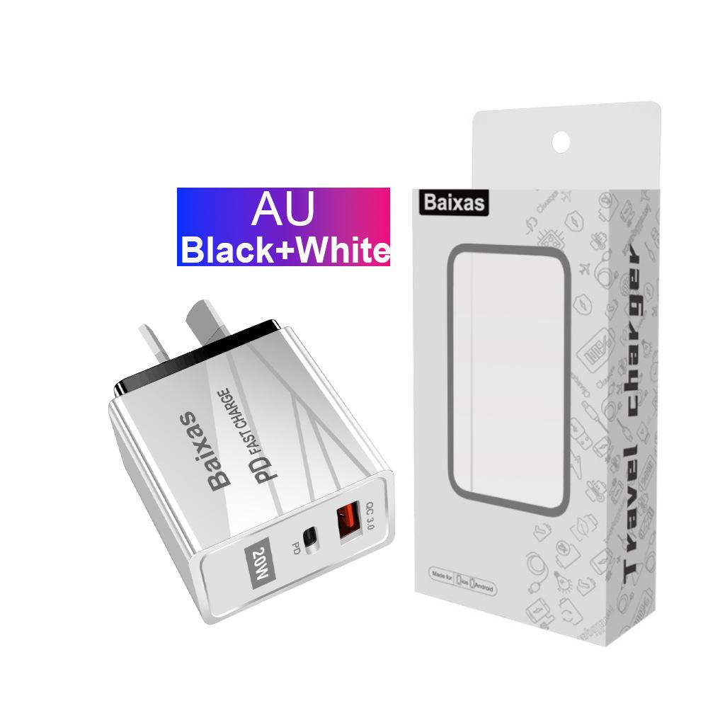 EU Standard QC3.0+PD Travel Charger with Fast Charging USB Ports (5V/9V/12V) - Compatible with EU, UK, AU