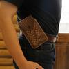 TOURBON Genuine Leather Smartphone Smartphone Belt Holster for Slim Waist Pouch with Belt Loop Case, Men,