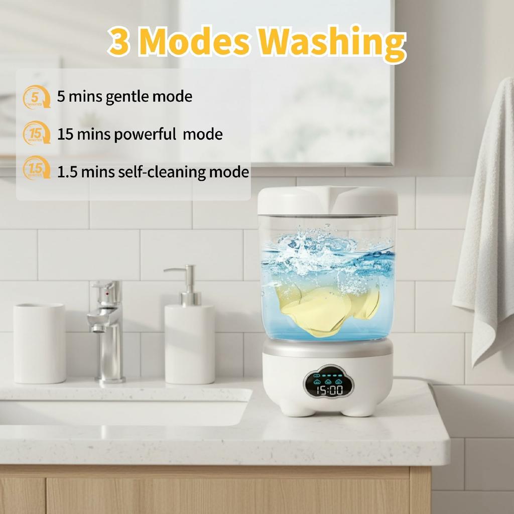 Mini Laundry Cup Portable Washing Machine Foldable Design with 3 Wash Modes for Underwear/Socks