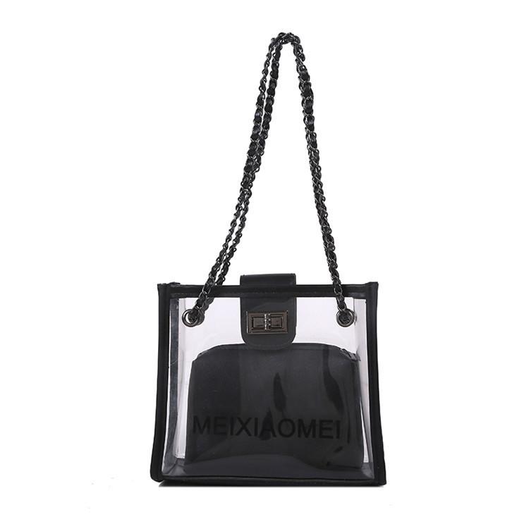 Pvc Small Shoulder Bag With Chain Strap For Daily Casual Wear