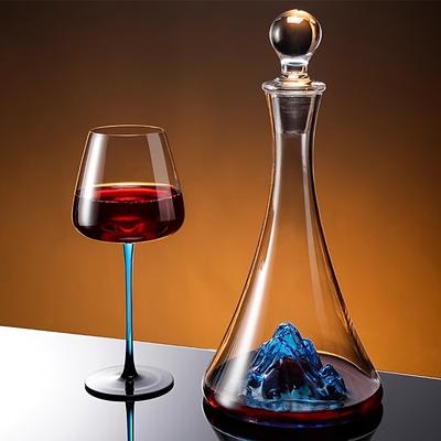 Creative Red Wine Decanter Blue Iceberg Mountain Handcrafted Crystal Glass Red Wine Carafe Elegant Glass Bottle Perfect Gifts