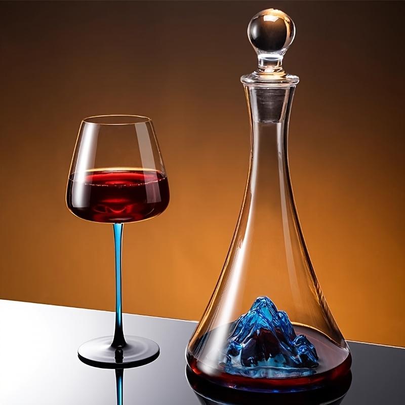 Creative Red Wine Decanter Blue Iceberg Mountain Handcrafted Crystal Glass Red Wine Carafe Elegant Glass Bottle Perfect Gifts
