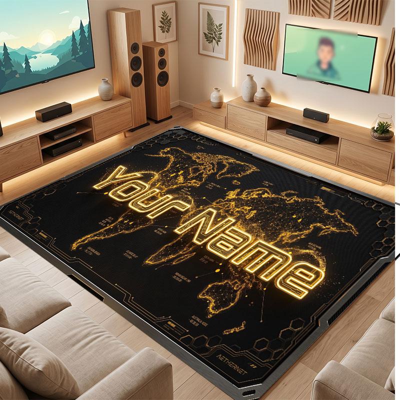 Abstract Personalized Theme Crystal Velvet Floor Rug Personalized Custom Name Text Warm Carpet Home Decoration