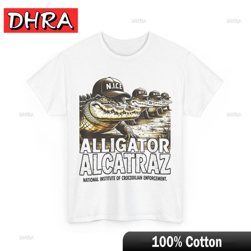 Aligátor Alcatraz Tričko Florida Everglades Parodie Design Tričko Klasická Trička Pánská Městská Retro Kreativní Tričko Estetické Rapové