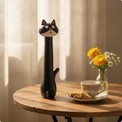 Katzenfigur Harz Dekoration Skurrile Dekoration für Sammler, Schreibtisch, Bücherregal, Büro Mitternacht