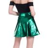 Women's Nightclub Stage Solid Color Performance Dress PU Pleated Skirt