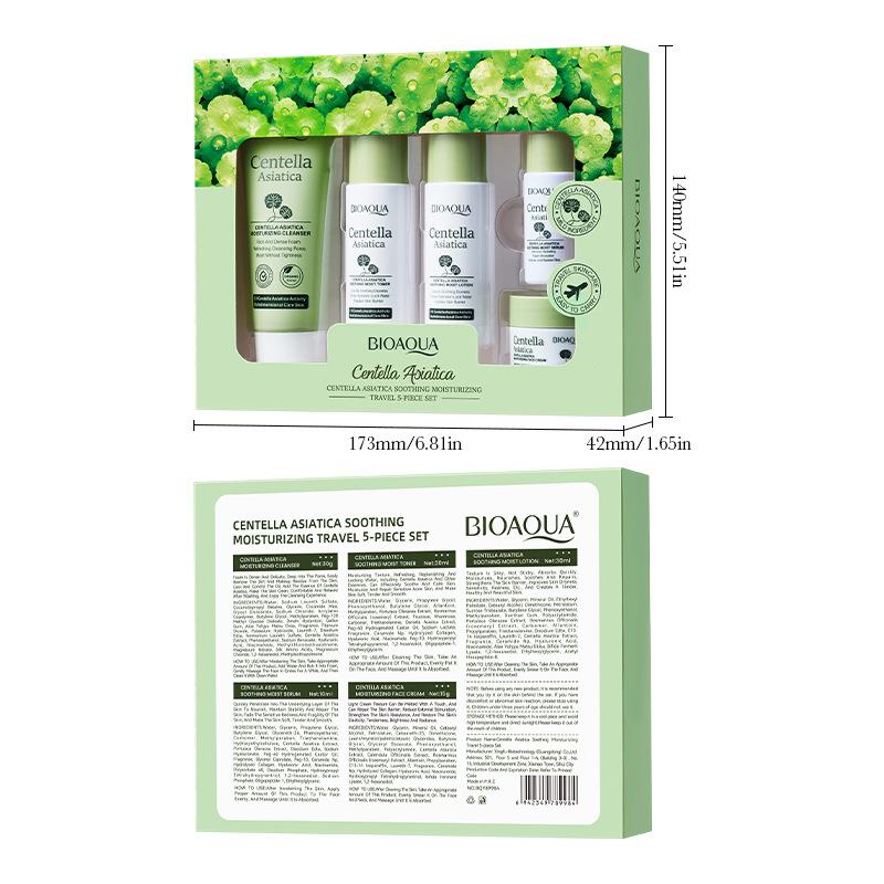 5 Stück/Set BIOAQUA Centella Asiatica Hautpflege-Sets Feuchtigkeitsspendendes Gesichtsreiniger Gesichtscreme Serum Anti-Aging Gesichtshautpflege-Kit