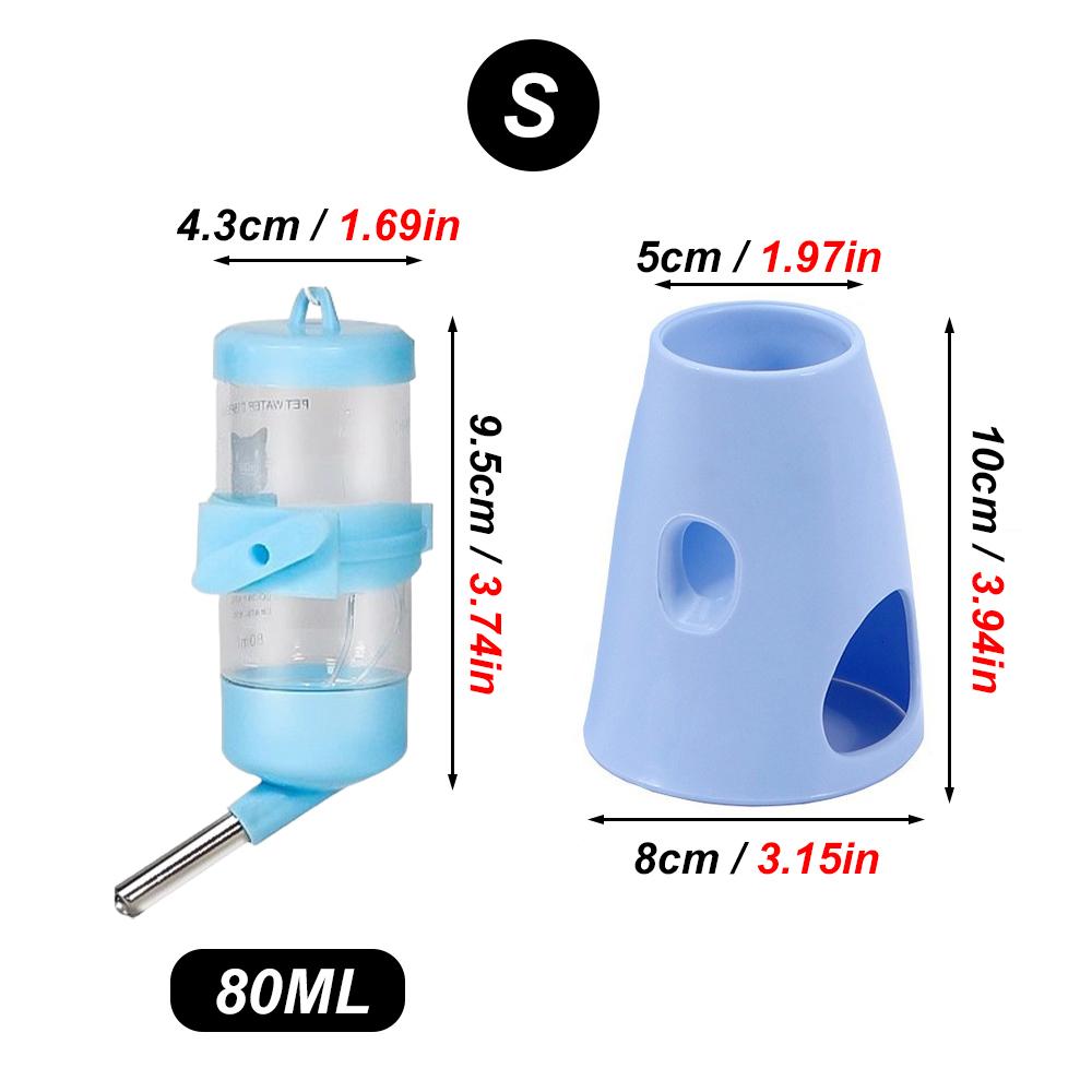 1 Set 2-In-1 Hamster Rabbit Water Bottle Set Leak-Proof Detachable Drinker with Ball Bearing Hamster Hiding Place Water Feeder