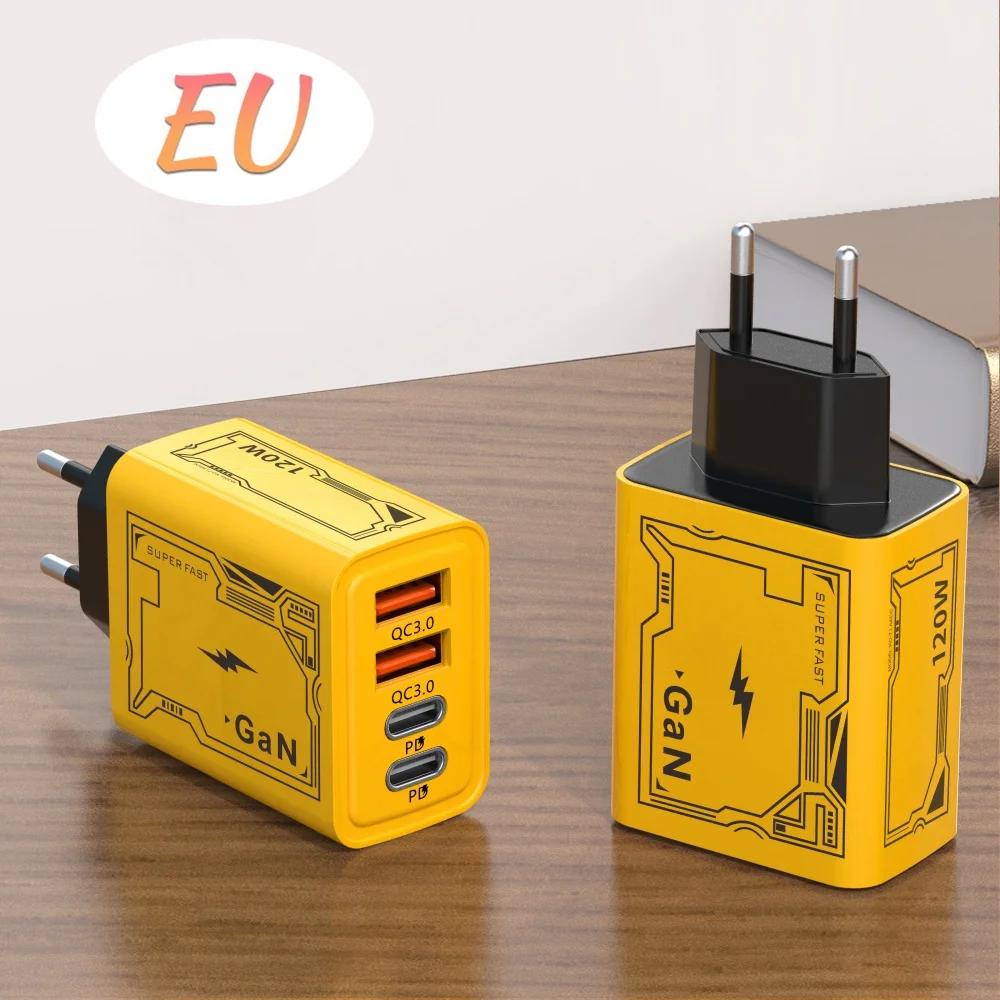 

Всего 120 Вт USB C GaN зарядное устройство Muti 4 порта Type C PD мобильный телефон быстрая зарядка настенный адаптер для iPhone 16 Pro Max Xiaomi EU
