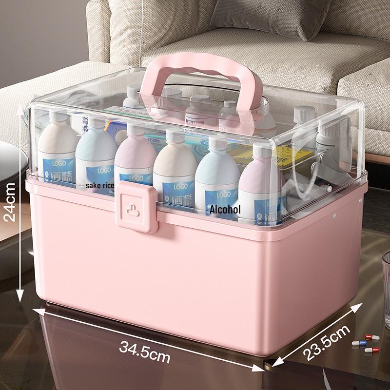 Large Household Three-Layer Medicine Organizer Box