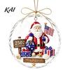 Retro-Stil Vitrinendekoration 250. Jubiläum USA Meeresglas Weihnachtsbaumschmuck, 1776-2026 Patriotischer Faux-Kristall Runder Festlicher Anhänger Klar