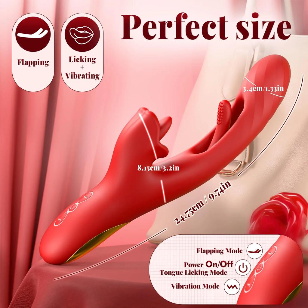 2 in 1 Tongue Licking Dildo Vibrator for Women Flapping Rotating Clitoris Stimulator G Spot Massage Female Masturbator Sex Toy