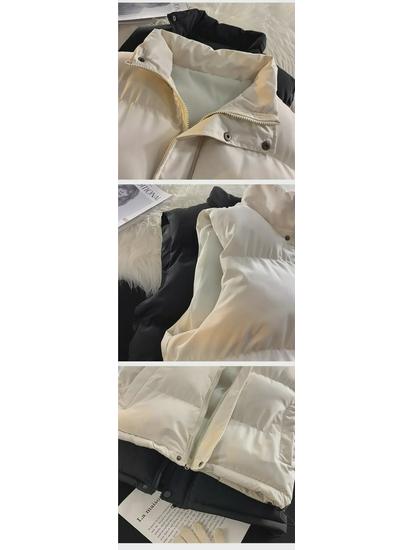 Unisexowa bawełniana kamizelka w stylu koreańskim: Modny stójkowy kołnierz, dopasowany krój, pogrubiony dla ciepła