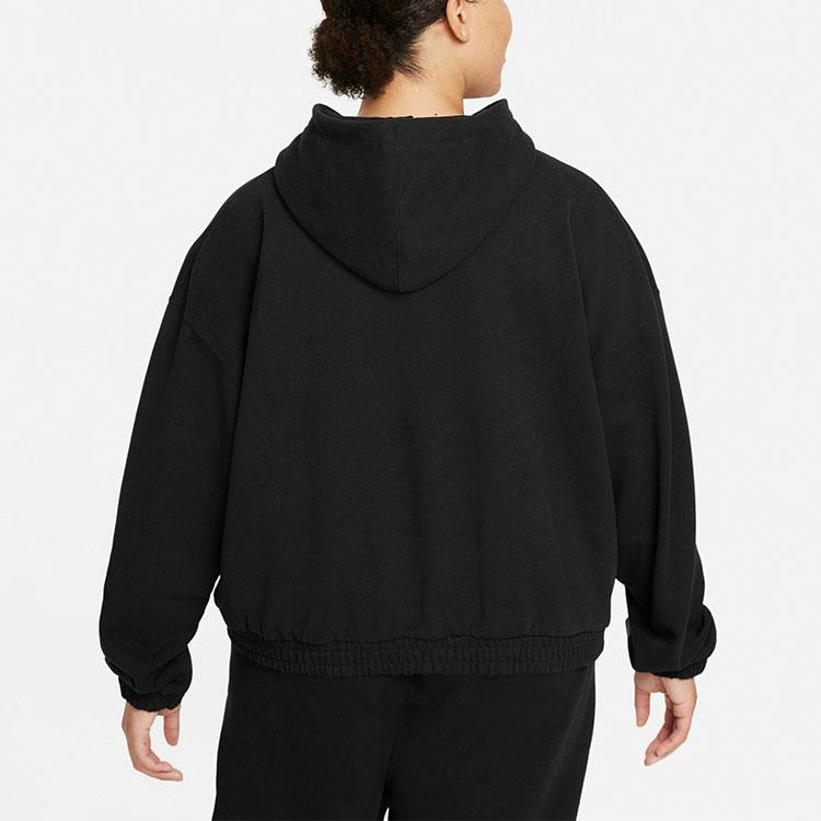Jordan Essentials Casual Sport Knit Hoodie Short Pullover Women Tops Black DD6999-010