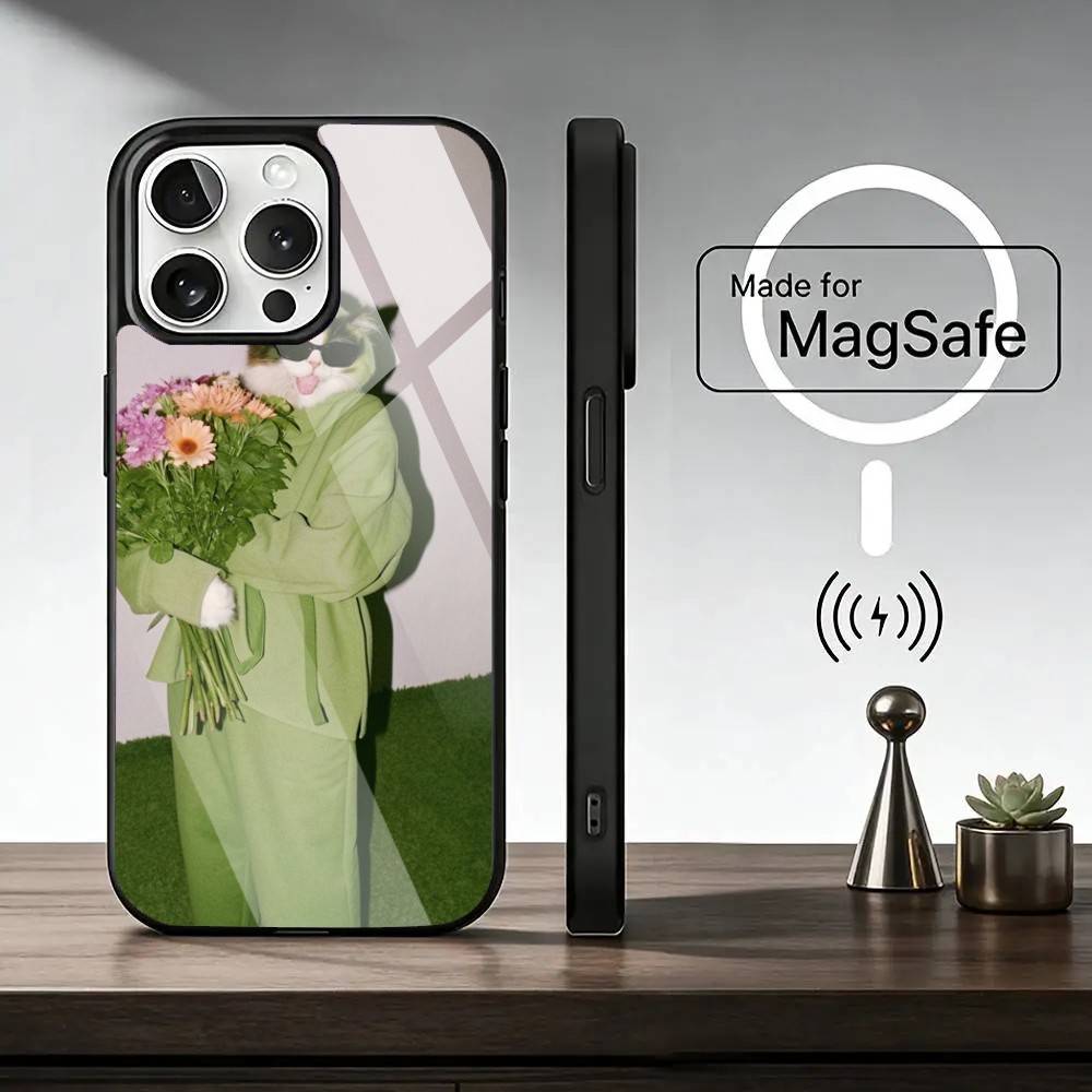 Funny Animal C-Cat Phone Case For iPhone17,16,15,14,13,12,11 Plus,Pro Magnetic with Magsafe Wireless Charging