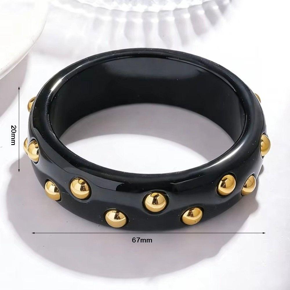 Punk Style Resin Bangle Vintage Chunky Bracelet Metal Point Wide Bangle Women Accessories
