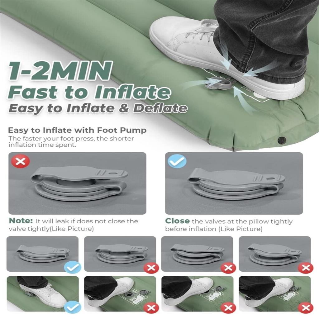 Outdoor Sleeping Pad Camping Inflatable Mattress With Pillows Ultralight Air Mat Built In Inflator Self Inflating Sleeping Mat