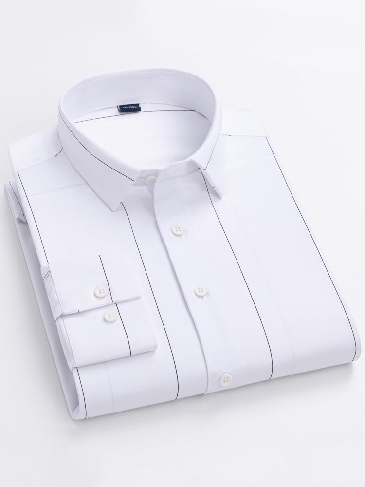 

Мужские полуформальные рубашки с длинным рукавом на пуговицах без кармана, слегка эластичная деловая одежда, стандартная посадка, рабочая офисная рубашка M