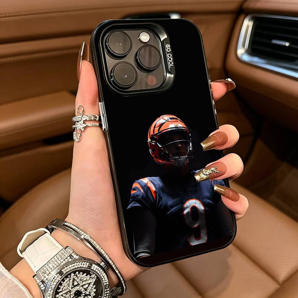 Football-Sports Joe Burrow 9 Phone Case For IPhone17  16 11 12 13 14 15 16 Pro Max Plus Cover Colored Silver Funda Bumber