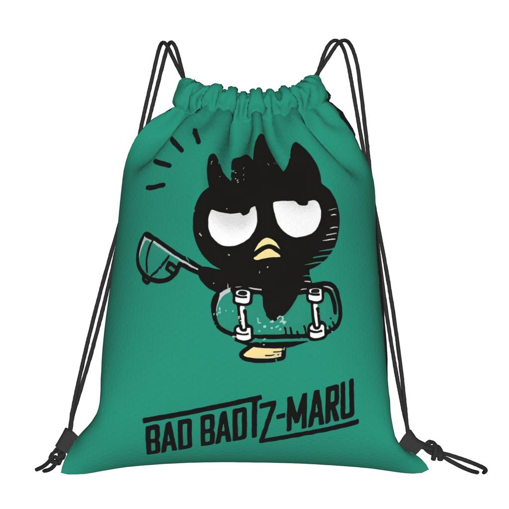 Custom B-BADBADTZ Drawstring Backpack Sports Gym Bag for Men Women Penguin Anime Shopping Sackpack