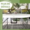 Folding Garden Table, diameter 122 cm Round HDPE Outdoor Picnic Table for 6, Metal Frame for Patio, Park, White
