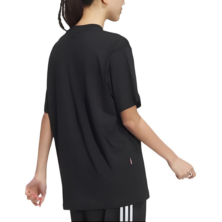 Adidas Solid Color Round Neck Casual Comfortable Loose Short Sleeve T-Shirt Unisex Tops Black JC7903