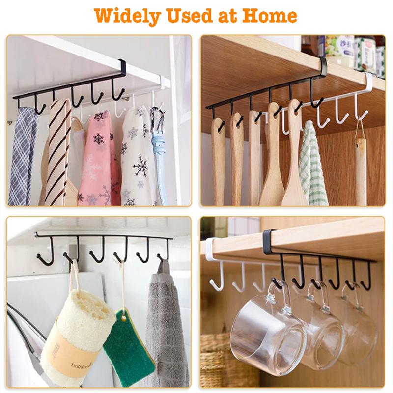 12 Hook Storage Shelf Wardrobe Kitchen Bathroom Organizer Iron Metal Under Shelves Hanging Rack Mug Cup Utensils Holder Kitchen